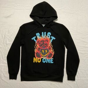 Men's Black Hoodie with Graphic Bear Design